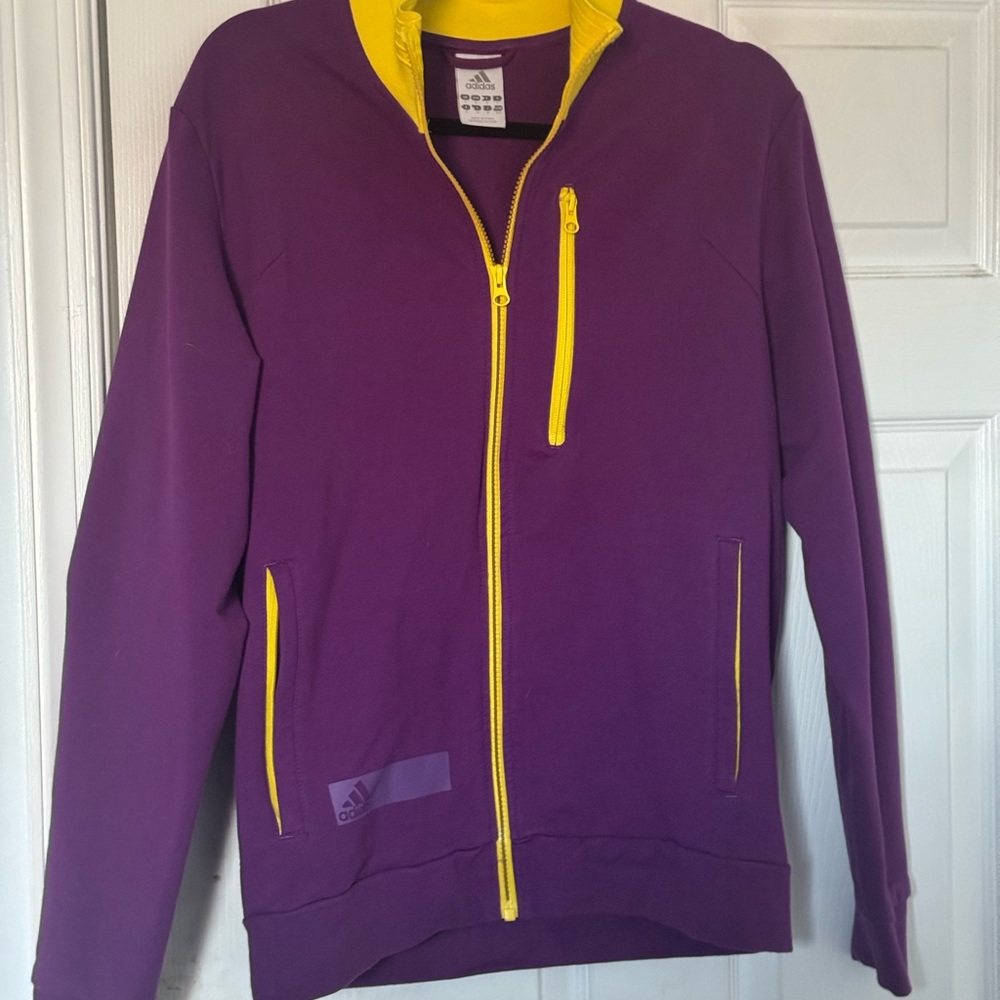 Adidas Purple and Yellow Women's Zip Up Jacket